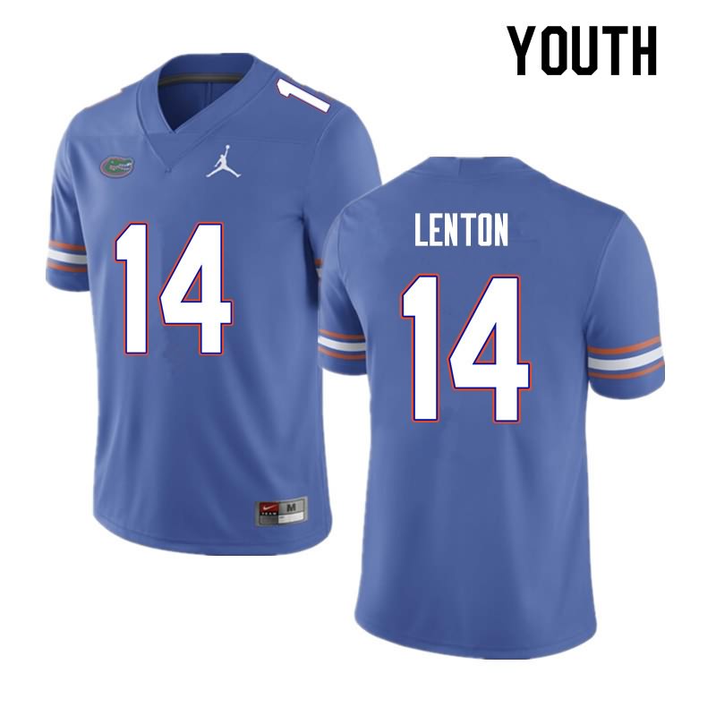 Youth NCAA Florida Gators Quincy Lenton #14 Stitched Authentic Nike Blue College Football Jersey XMQ5365BQ